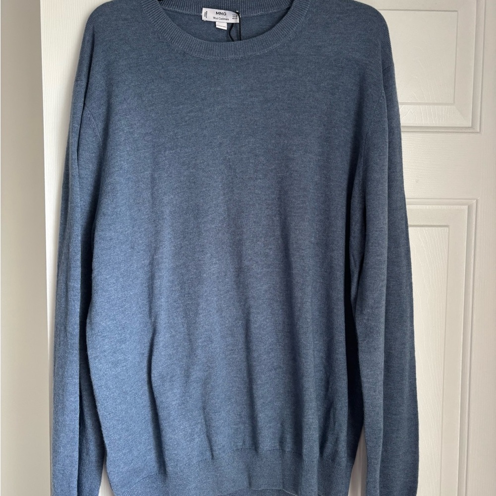NWT Men’s Mango Wool Cashmere Sweater in Jersey Lotus Blue